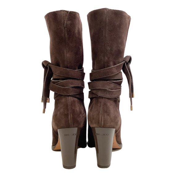 Jimmy Choo Chocolate Brown Suede Tie Detail Ankle Boots/Booties - Picture 5 of 6